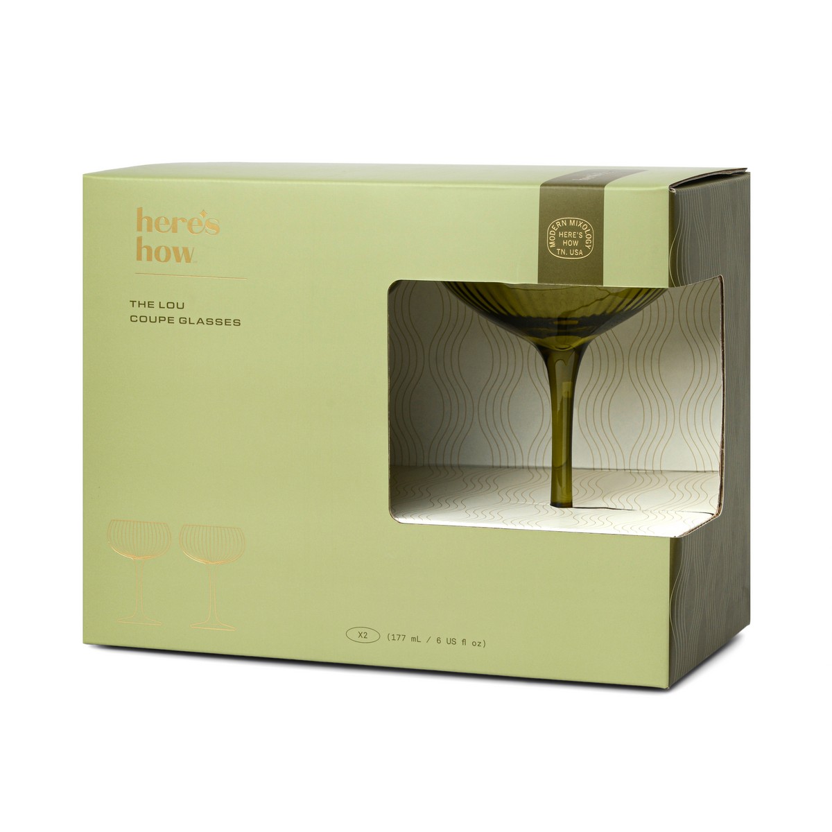 The Lou Coupe Glass Σετ των 2 Olive